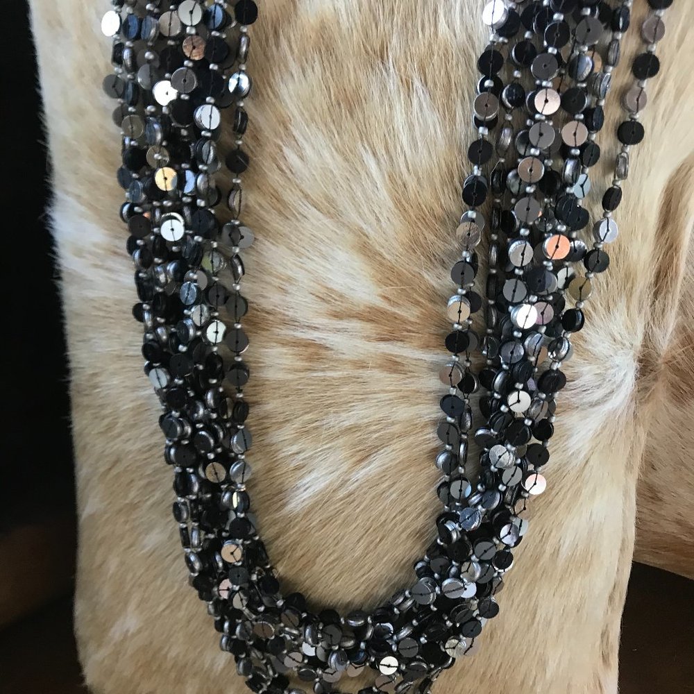 CHICOS LARGE SEQUIN BEAD NECKLACE STATEMENT PIECE  NWOT